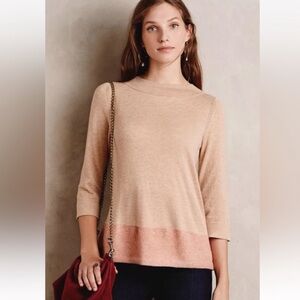 Anthropologie Angel of the North Evi Beige Wool Cashmere Pullover Sweater Size S